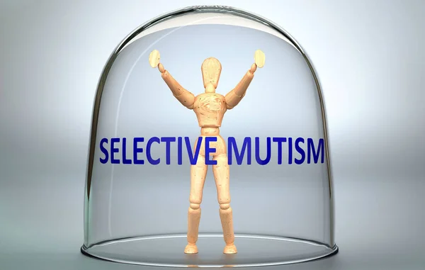 Selective Mutism Can Separate Person World Lock Isolation Limits Pictured — Stock Photo, Image