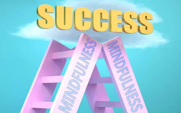 Mindfulness Ladder Die Leidt Tot Succes Hoog Lucht Symboliseren Dat — Stockfoto