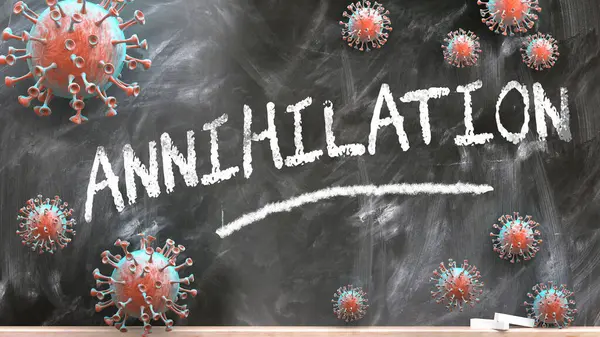 Annihilation Covid Virus Pandemic Turmoil Annihilation Pictured Corona Viruses Attacking — Foto de Stock