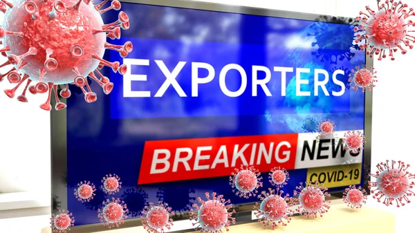 Covid Exporteurs Een Set Tonen Het Laatste Nieuws Afgebeeld Als — Stockfoto