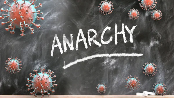 Anarchie Hevige Virus Pandemische Onrust Anarchie Afgebeeld Als Corona Virussen — Stockfoto