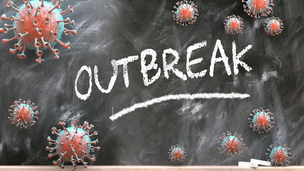 Outbreak Και Covid Ιός Πανδημία Αναταραχή Και Outbreak Απεικονίζεται Ιούς — Φωτογραφία Αρχείου