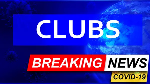 Covid Clubs Breaking News Стилизованный Телевизионный Синий Экран Новостей Новостями — стоковое фото
