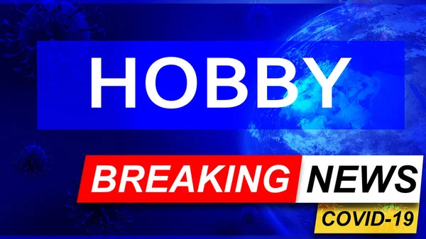 Covid Hobby Breaking News Стилизованный Телевизионный Синий Экран Новостей Новостями — стоковое фото