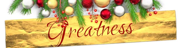 Größe Und Weiße Weihnachtskarte Mit Hellem Hintergrund Goldenem Geschenkpapier Weihnachtsschmuck — Stockfoto