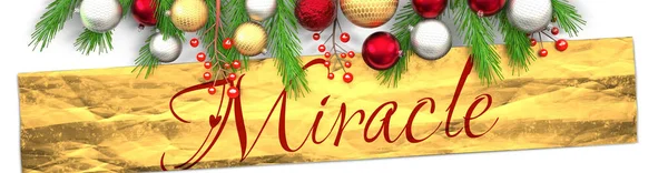 Miracolo Bianco Biglietto Natale Con Sfondo Chiaro Regalo Oro Carta — Foto Stock