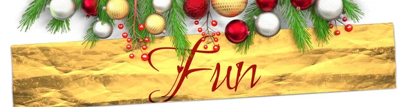 Lustige Und Weiße Weihnachtskarte Mit Hellem Hintergrund Goldenem Geschenkpapier Weihnachtsschmuck — Stockfoto