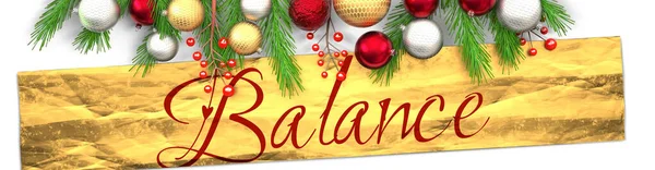Balance Und Weiße Weihnachtskarte Mit Hellem Hintergrund Goldenem Geschenkpapier Weihnachtsschmuck — Stockfoto