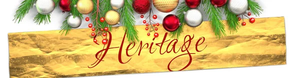 Heritage Och Vit Julkort Med Ljus Bakgrund Gyllene Present Förpackningspapper — Stockfoto