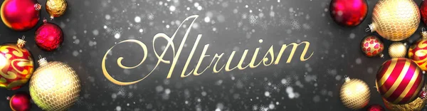 Altruismus Vánoce Luxusní Černé Pozadí Vánoční Ozdobou Koule Sníh Elegantní — Stock fotografie