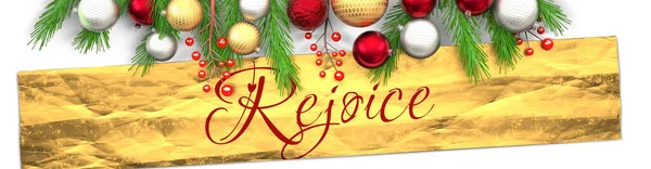 Freuen Sie Sich Und Weiße Weihnachtskarte Mit Hellem Hintergrund Goldenem — Stockfoto