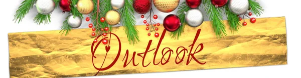 Outlook Bianco Biglietto Natale Con Sfondo Chiaro Regalo Oro Carta — Foto Stock