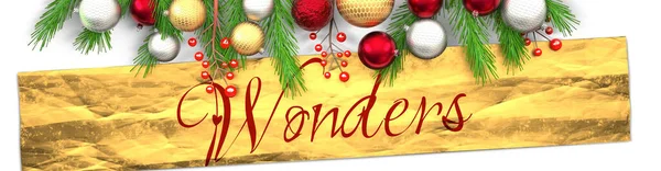 Wunder Und Weiße Weihnachtskarte Mit Hellem Hintergrund Goldenem Geschenkpapier Weihnachtsschmuck — Stockfoto