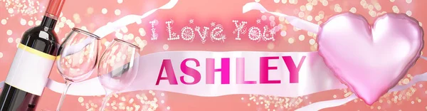 Amo Ashley Boda San Valentín Simplemente Decir Que Amo Tarjeta — Foto de Stock