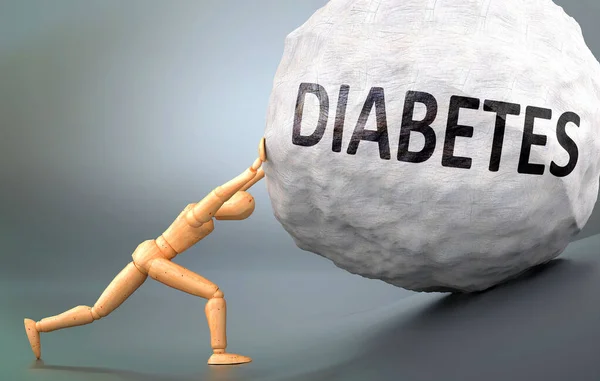 Diabetes Und Schmerzhaftes Menschsein Dargestellt Als Hölzerne Menschliche Figur Die — Stockfoto