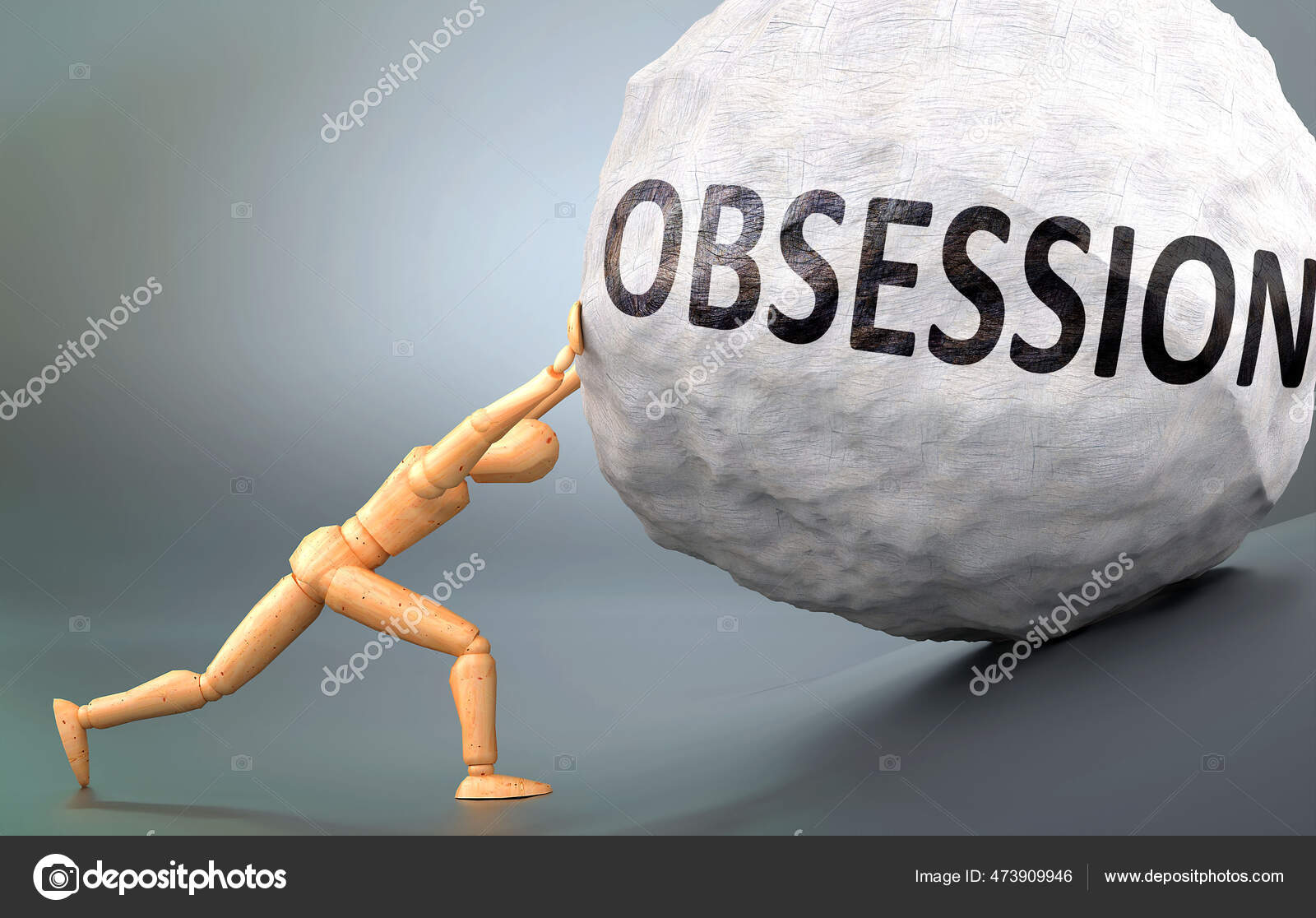 Obsession Painful Human Condition Pictured Wooden Human Figure Pushing  Heavy Stock Photo by ©NiceIdeas 473909946