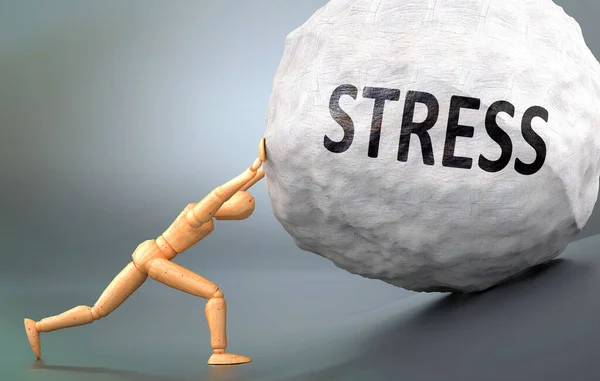 Stress Och Smärtsamt Mänskligt Tillstånd Föreställt Som Mänsklig Figur Trä — Stockfoto