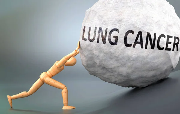 Longkanker Pijnlijke Menselijke Conditie Afgebeeld Als Een Houten Menselijke Figuur — Stockfoto