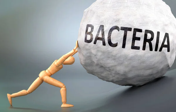 Bakterien Und Der Schmerzhafte Zustand Des Menschen Dargestellt Als Hölzerne — Stockfoto