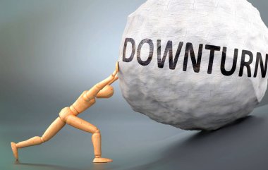 Çöküş ve acı verici insanlık hali, insan yaşamındaki çöküşün, 3 boyutlu illüstrasyonun ne kadar zor olabileceğini göstermek için ağır yük iten tahta bir insan figürü olarak resmedilmiş.