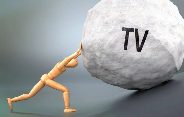 Televizyon Acı Verici Insanlık Hali Insan Hayatında Televizyonla Başa Çıkmanın — Stok fotoğraf