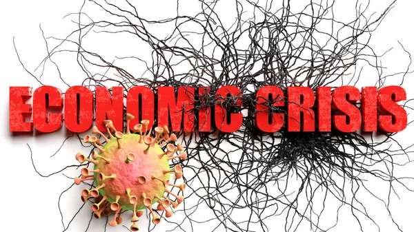 Afnemende Economische Crisis Tijdens Huidige Pandemie Voorgesteld Als Een Uitdrukking — Stockfoto