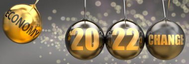 Ekonomi, 2022 yılının değişiminin itici gücü olarak resmedilmiştir. İktisat 2022 'ye ivme kazandıran değişken bir küre olarak resmedilmiştir.