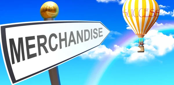 Merchandise Leads Success Shown Sign Phrase Merchandise Pointing Balloon Sky — 图库照片