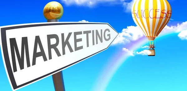 Marketing Leads Success Shown Sign Phrase Marketing Pointing Balloon Sky — ストック写真