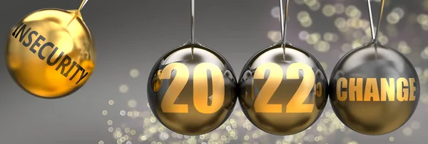 Insecurity Driving Force Change New Year 2022 Pictured Swinging Sphere — Zdjęcie stockowe