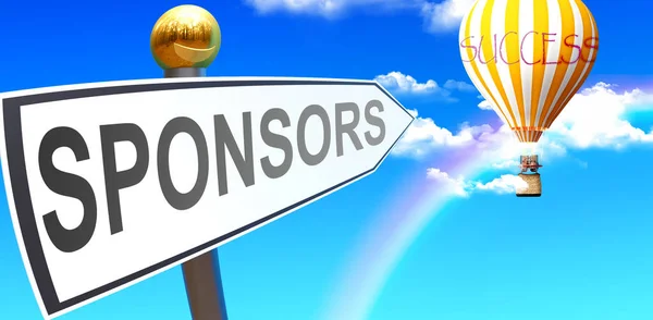 Sponsors Leads Success Shown Sign Phrase Sponsors Pointing Balloon Sky — 图库照片