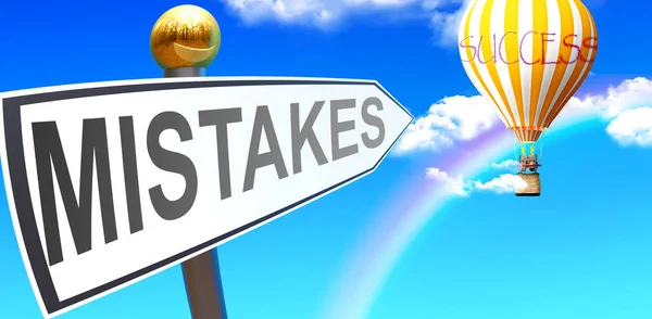 Mistakes Leads Success Shown Sign Phrase Mistakes Pointing Balloon Sky — Stok fotoğraf