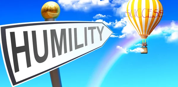 Humility Leads Success Shown Sign Phrase Humility Pointing Balloon Sky — 스톡 사진