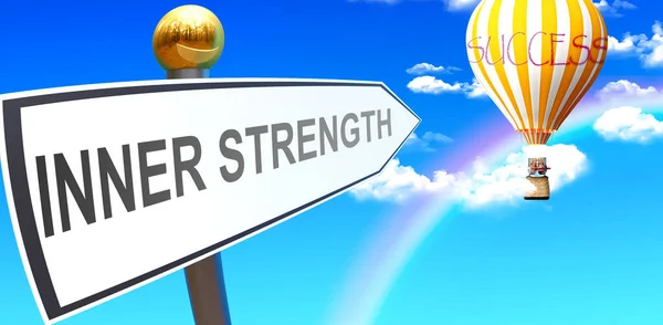 Inner Strength Leads Success Shown Sign Phrase Inner Strength Pointing — Foto Stock