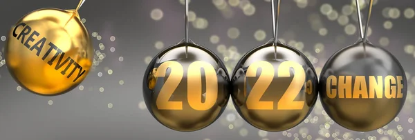 Creativity Driving Force Change New Year 2022 Pictured Swinging Sphere — Fotografia de Stock