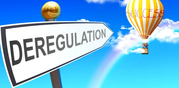 Deregulation Leads Success Shown Sign Phrase Deregulation Pointing Balloon Sky — Stock Photo, Image