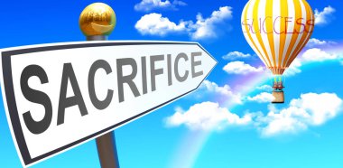 Fedakarlık başarıya götürür. Bir tabirle bir işaret olarak gösterilir. Kurban balonu gökyüzüne doğrultulur ve bulutlar fedakarlığın anlamını sembolize eder.
