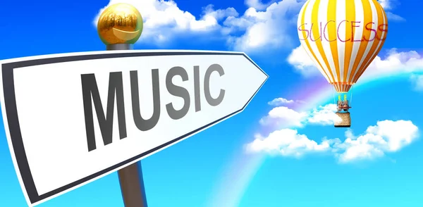 Música Conduce Éxito Muestra Como Signo Con Una Frase Música — Foto de Stock