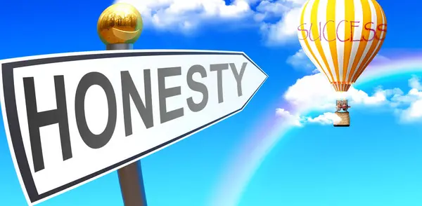 Honesty Leads Success Shown Sign Phrase Honesty Pointing Balloon Sky — Stock Photo, Image