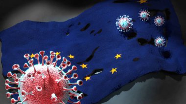 Alaska 'da Coronavirus, bu eyaletteki virüs salgınıyla mücadele sembolü olarak Alaska bayrağına saldırıyor.