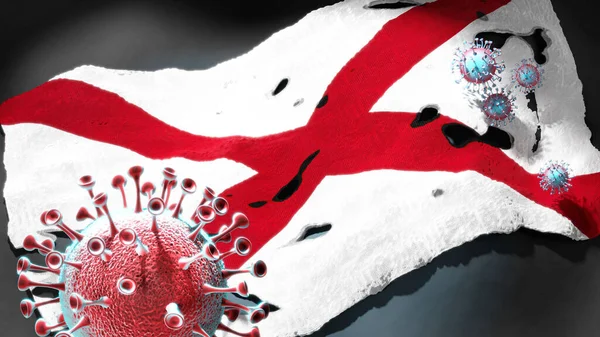 Covide Alabama Coronavirus Attaquant Drapeau État Alabama Comme Symbole Une — Photo