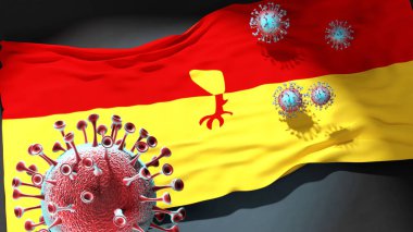 Bredevoort 'ta Covid - Coronavirus, Bredevoort' un şehir bayrağına saldırıyor. Virüs salgınıyla mücadele ve mücadele sembolü olarak.