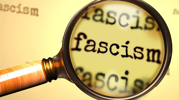 Faszyzm Szkło Powiększające Angielskim Słowie Faszyzm Symbolizujące Studiowanie Badanie Lub — Zdjęcie stockowe