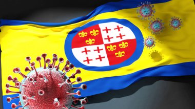 Harlingen 'deki Covid - Coronavirus bu şehirdeki virüs salgınıyla mücadele sembolü olarak Harlingen bayrağına saldırıyor.