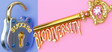 Başarının anahtarı biyolojik çeşitliliktir - iş, iş, aile veya hayatta kazanmak için Biyolojik çeşitliliğe odaklanmanız gerekir, Zaferlere giden kapıları açar ve gerçekten istediğinizi elde edersiniz, 3d illüstrasyon