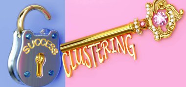 Başarının anahtarı kümelenmektir - çalışmada, işte, ailede veya hayatta kazanmak için kümelenmeye odaklanmanız gerekir, zaferlere giden kapıları açar ve gerçekten istediğinizi elde edersiniz, 3d illüstrasyon