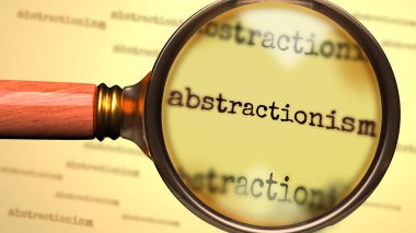 Soyutlamacılık ve soyutlamayla ilgili bir kavram olan üç boyutlu illüstrasyonla ilgili araştırmaları ve cevapları sembolize etmek için soyutlamayla ilgili bir büyüteç