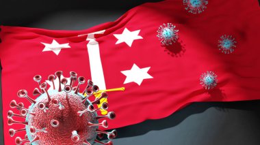 Haarlem 'deki Covid - Coronavirus bu şehirdeki virüs salgınıyla mücadele sembolü olarak Haarlem' in bir şehir bayrağına saldırıyor.