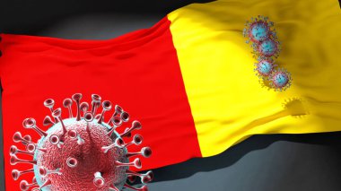 Covid in Aix en Provence - Coronavirus bu şehirdeki virüs salgınıyla mücadele sembolü olarak Aix en Provence şehir bayrağına saldırıyor.