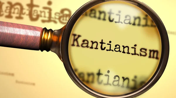Kantianism Kantianism 돋보기는 Kantianism 삽화의 해답을 상징한다 — 스톡 사진